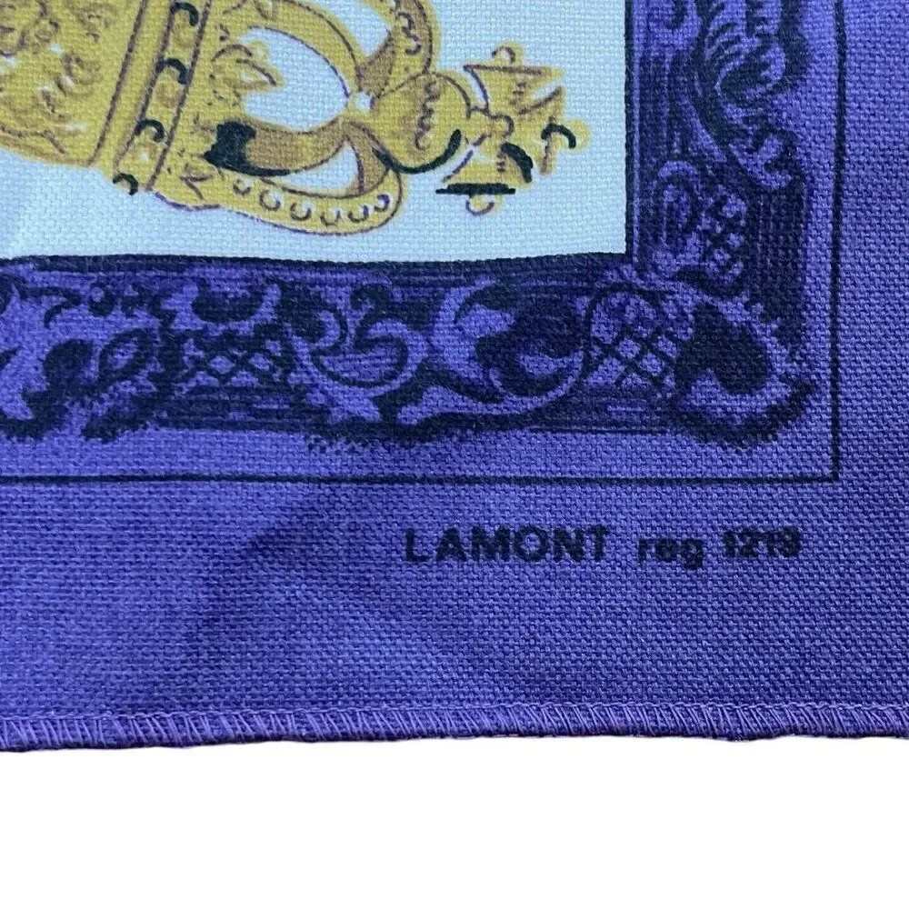 Vintage 1977 Lamont The Queen's Silver Jubilee Purple Cotton Tea Towel 29 x 14